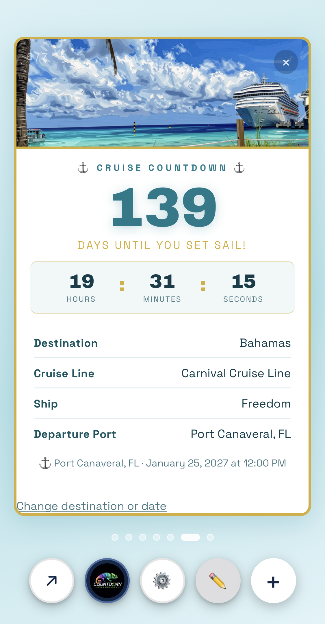 Countdown Chameleon cruise theme screenshot